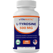 Vitamatic L-Tyrosine 500 mg 180 Veg Capsules - Mental Alertness