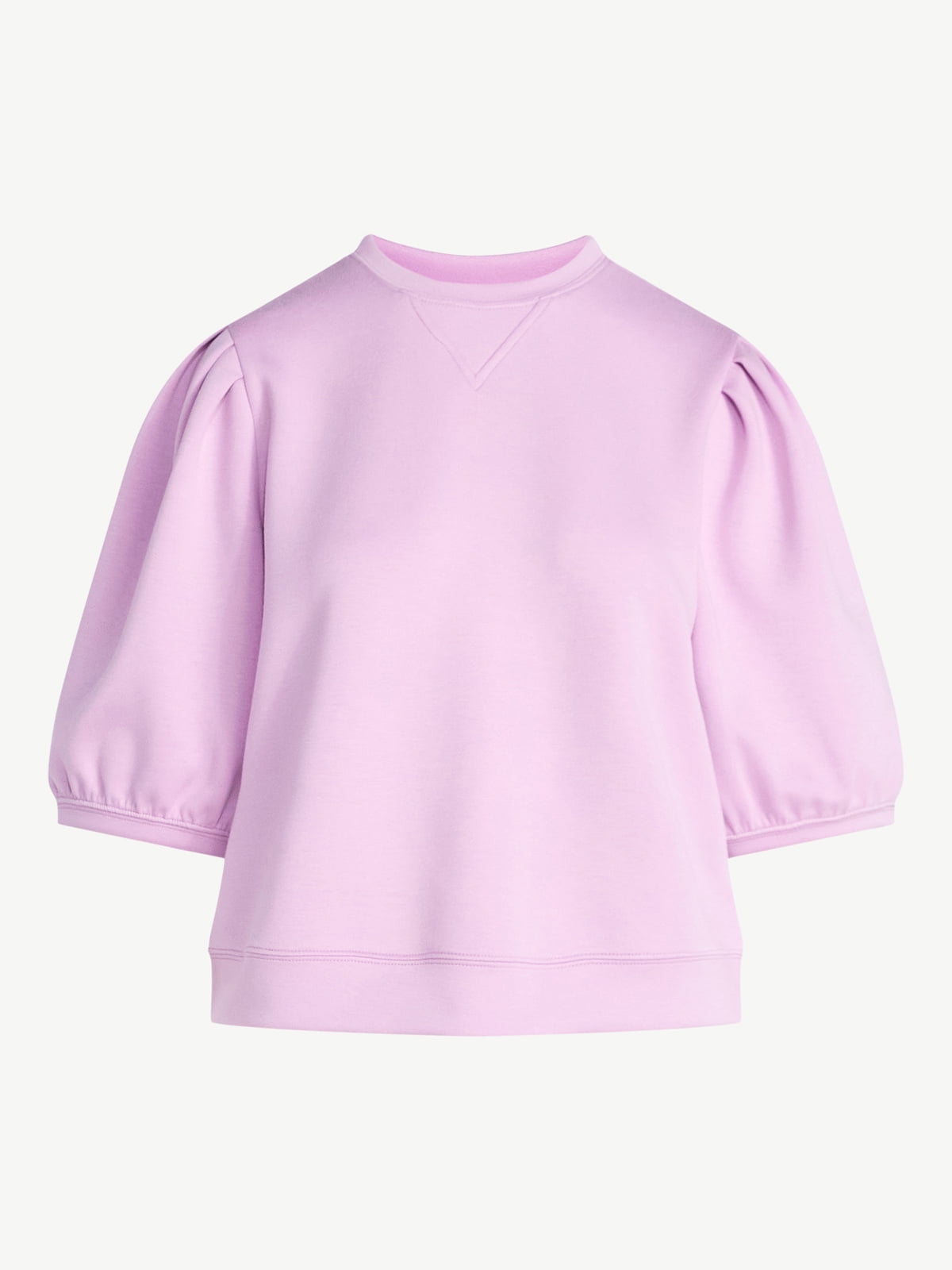 Scoop Women's and Women's Plus New Scubaknit Pleated Sleeve Top, Sizes XS-4X