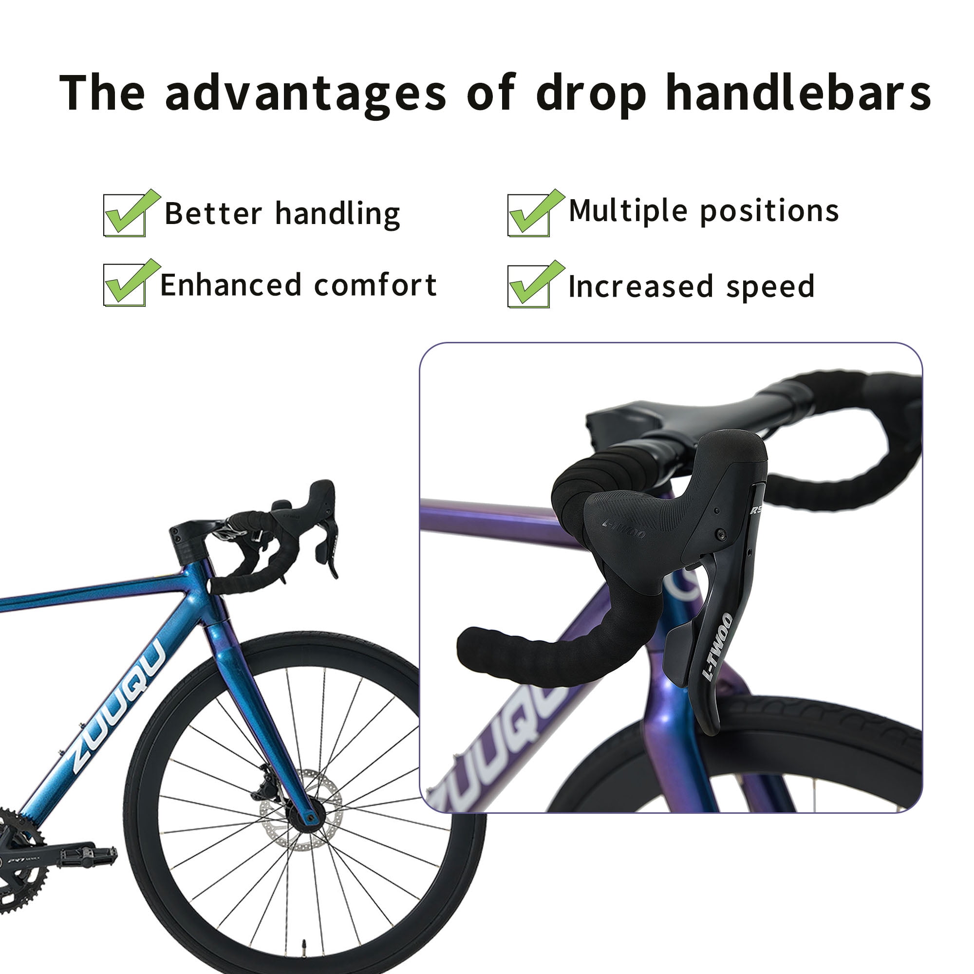 ZUUQU Jaunatis 700C Road Bike, 48/50cm Aluminum Frame,Racing Bike for Men,Blue,Adult