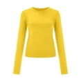 thumbnail image 4 of TIANZEN Women Long Sleeve Shirt Basic Crop Top Fashion Underwear Layer Slim Top Tunic Raglan, 4 of 4