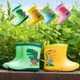 thumbnail image 7 of Xfvqtps Kids Toddler Rain Boots Cartoon Dinosaur Animal Decor Colorful Non Slip Waterproof Lightweight Durable PVC Rain Shoes for Boys and Girls Pink, 7 of 7