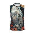 thumbnail image 6 of Lsque Moon Flower White Owl Print Men's Cotton Blend Sleeveless Muscle Shirts (S-3XL)- Moisture Wicking, Odor Protection, UPF 30+,Medium, 6 of 8