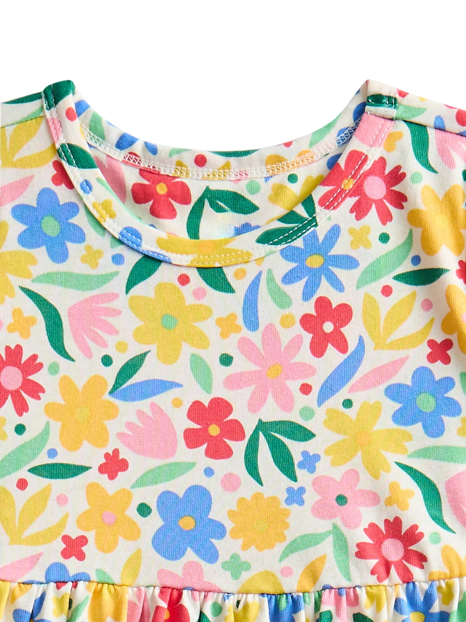 Wonder Nation Toddler Girls Printed Dress and Bike Shorts Outfit Set, 2-Piece, Sizes 18M-5T