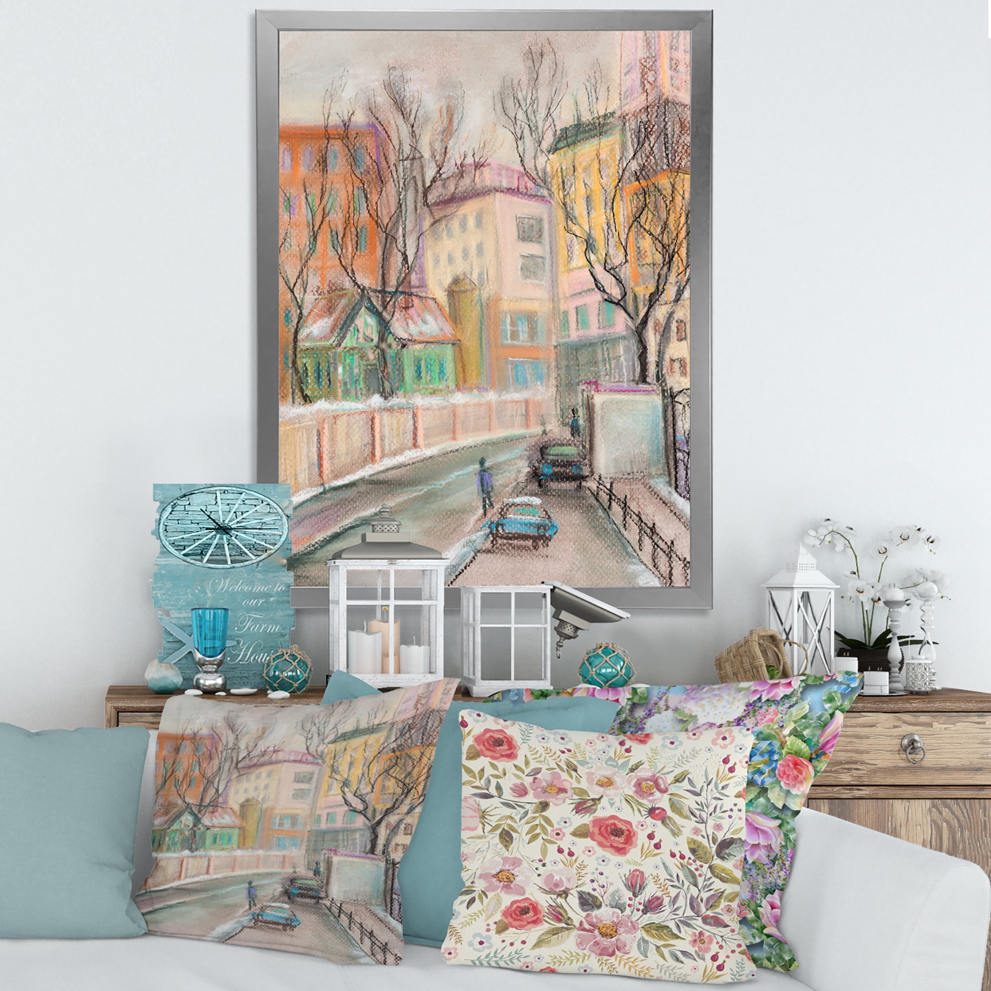 Designart 'Lanes In Moscow Cityscape' Traditional Framed Art Print