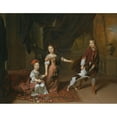 thumbnail image 2 of Jan Verkolje 18x15 Black Ornate Wood Framed Double Matted Museum Art Print Titled - A Portrait of Two Sisters and Their Brother Playing with a Dog, 2 of 5