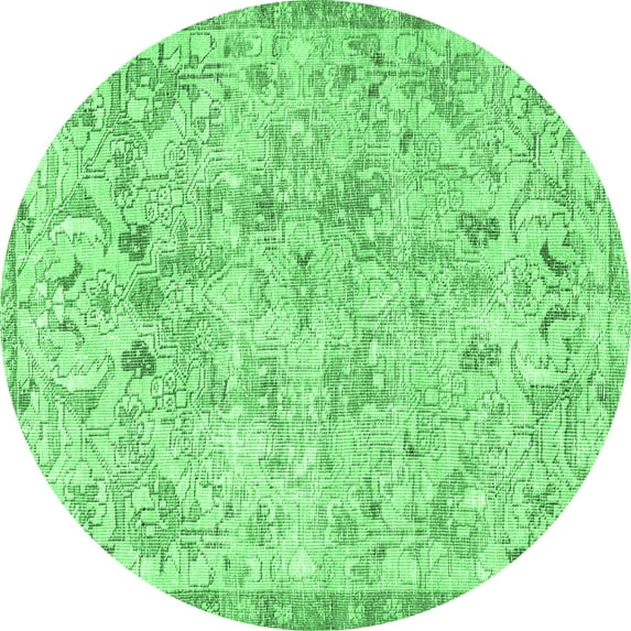 Ahgly Company Indoor Round Persian Emerald Green Traditional Area Rugs, 7' Round