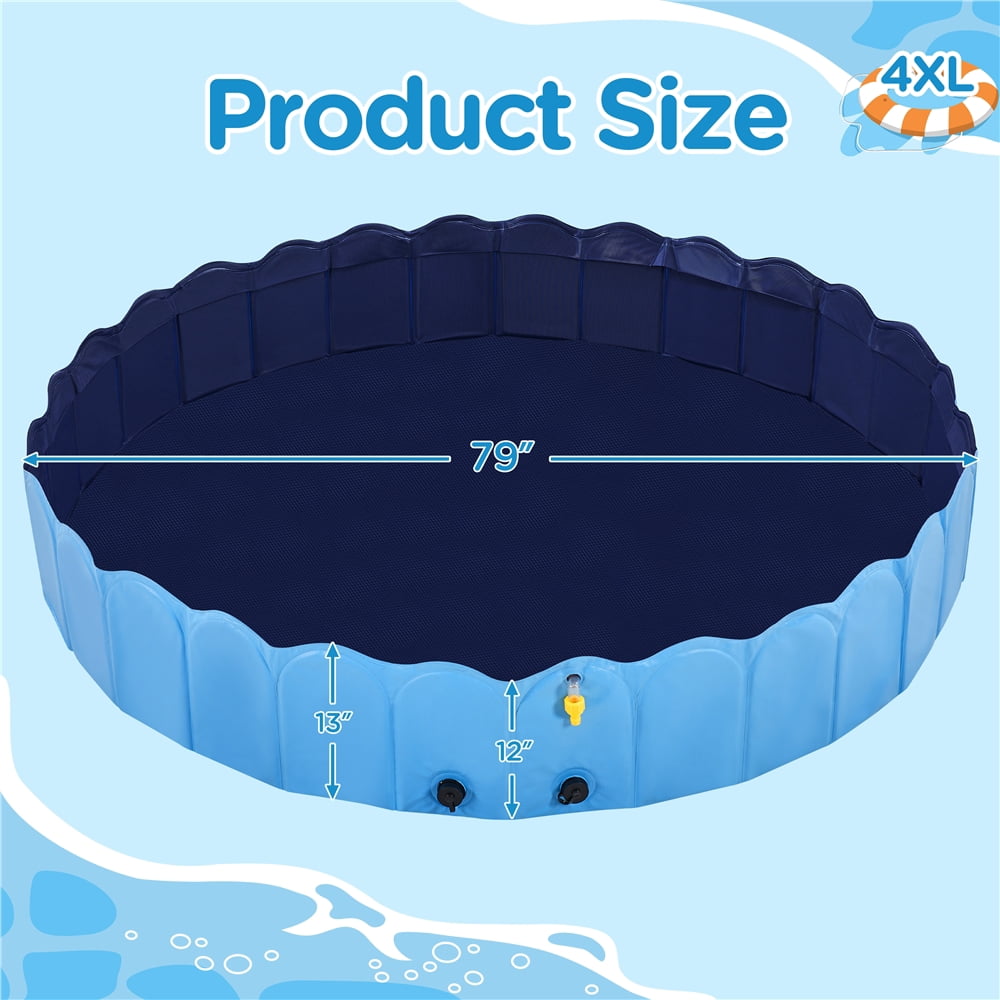 Yaheetech Portable Plastic Dog Swimming Pool with Sprinkler, 79in, Blue