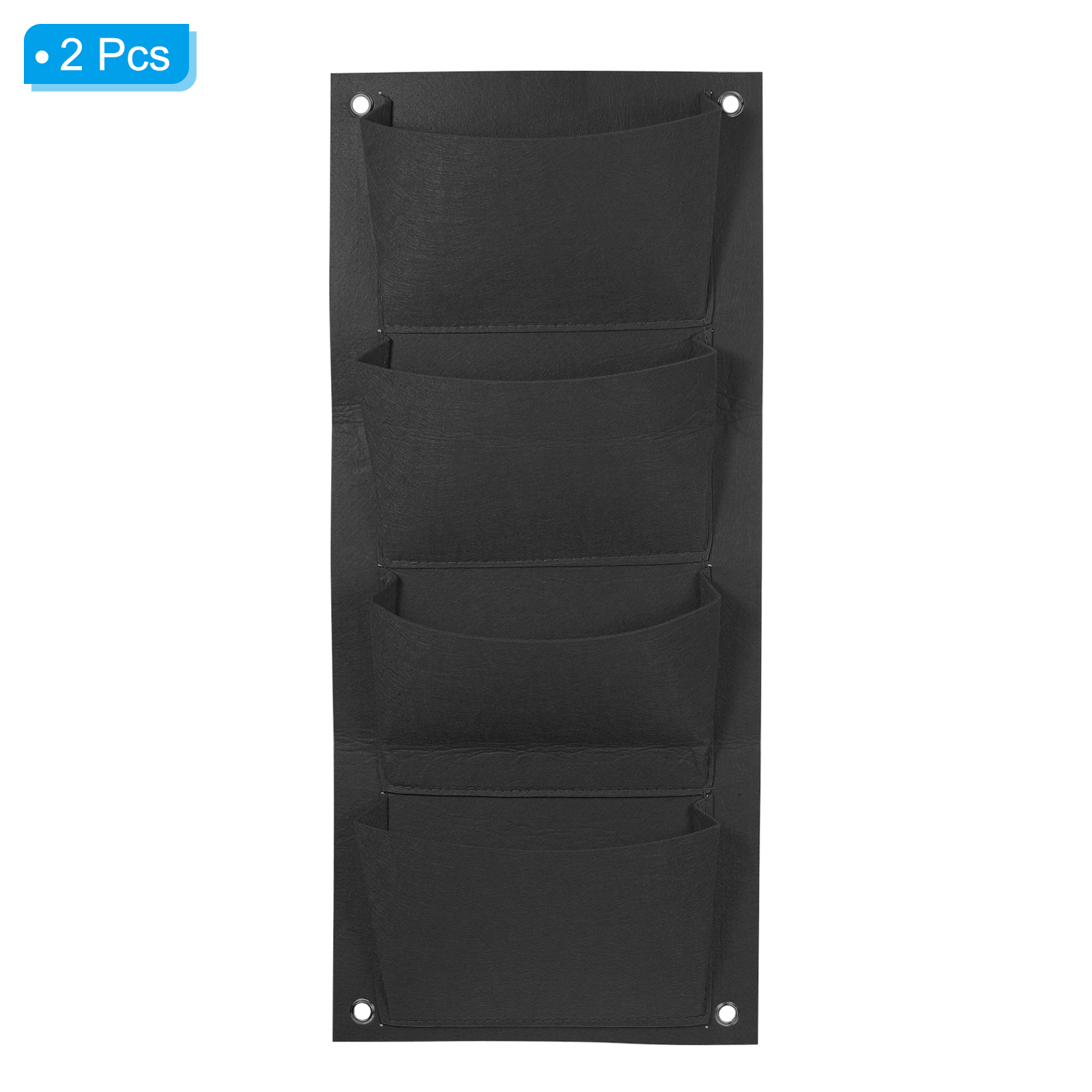 Uxcell 4 Pockets Vertical Hanging Grow Bags Wall Hanging Planter Bags Black 2 Pcs