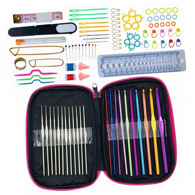 Kit de crochet para principiantes, juego de 100 ganchos de crochet, kit de crochet para tejer, kit de crochet de alto rendimiento