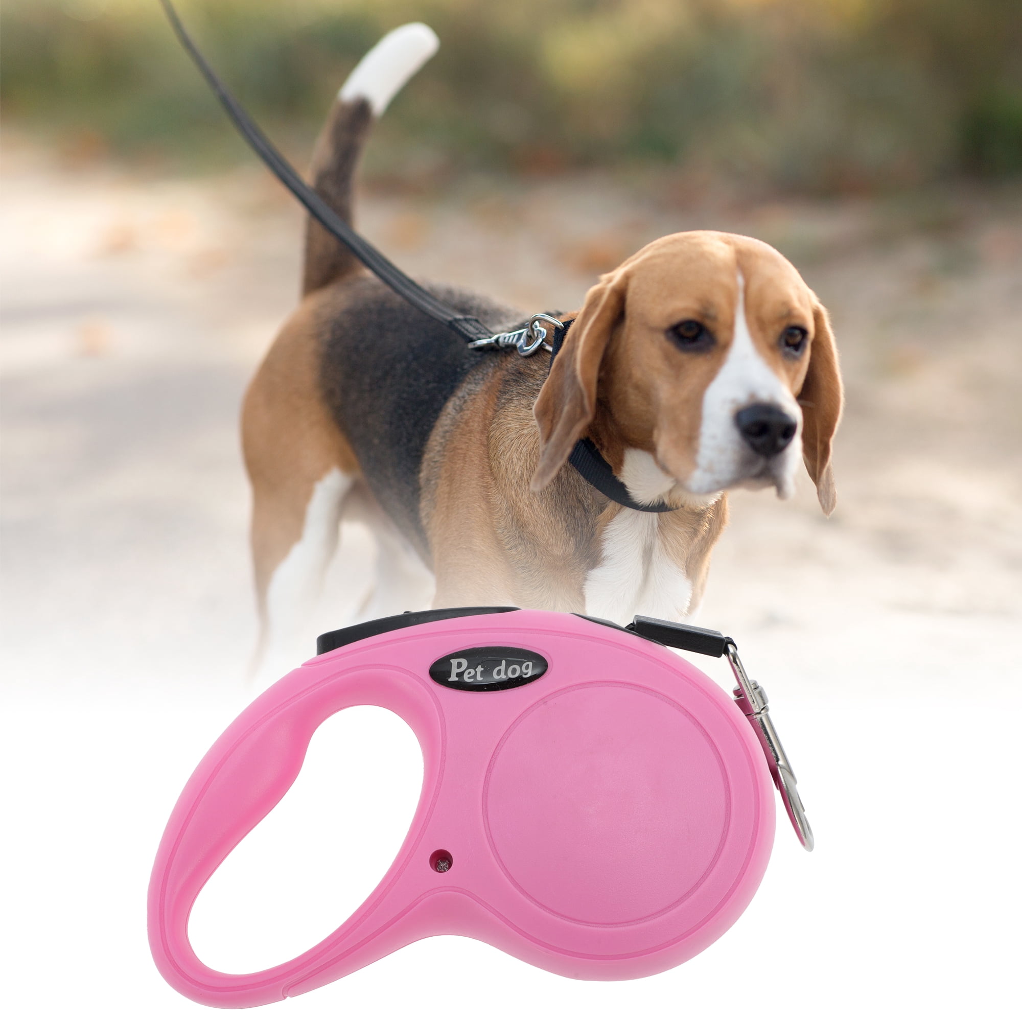 Unique Bargains Retractable Pet Leash Classic Dog Leash Soft Handle Pink 118.11"