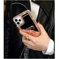 thumbnail image 4 of Mirror Case for iPhone 12/iPhone 12 Pro 6.1 inch Bling Diamond Glitter Case with Bear Ring Holder Kickstand Stand Rhinestone Crystal Cute for Women Girls Make Up Protection Cover Rose Gold, 4 of 13