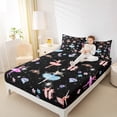 thumbnail image 4 of Homewish Colorful Ballet Princess Bed Sheets,Chic Crown Diamond King Sheets,Rainbow Cartoon Flower Sheet Set For Girls Kids,Super Cozy Room Decor,4-Piece, 4 of 7