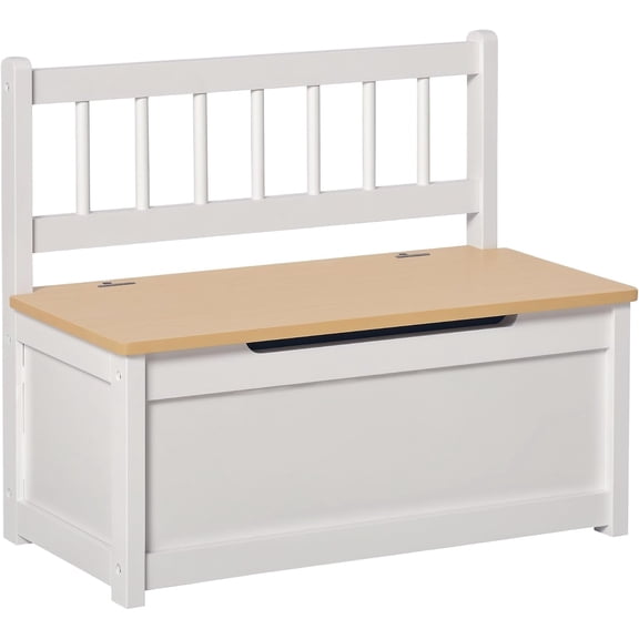 BoldGear Toy Box Chest Kids Storage Bench Top Lid 24" x 12" x 20" White | Large 27 L Interior, Toy Organizer, Backrest, Kids Bedroom Furniture, Nursery Room, Playroom, Bedroom