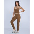 thumbnail image 6 of IBTOM CASTLE Womens Color Block Workout Sets Racerback Tank Top High Waist Leggings Gym Set Yoga Pilates Outfits Brown, 6 of 7