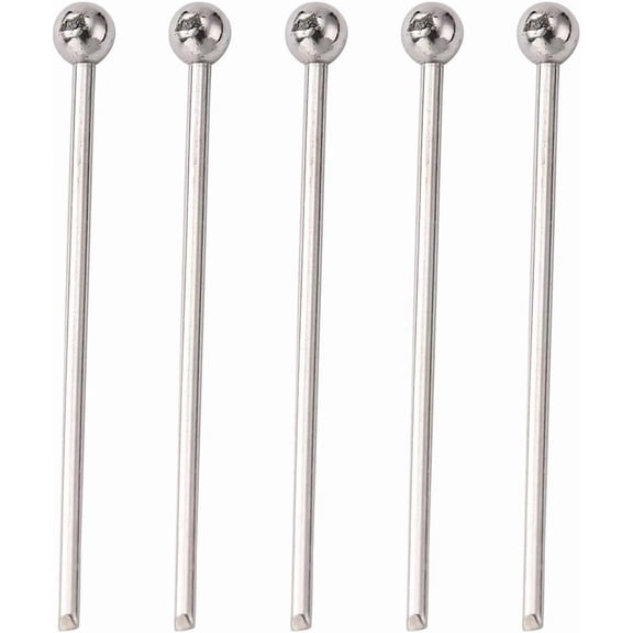 200 Pcs Ball Head Pins Tarnish Resistant 304 Stainless Steel Ball Head Pins Metal End Headpins Long End Head Pin