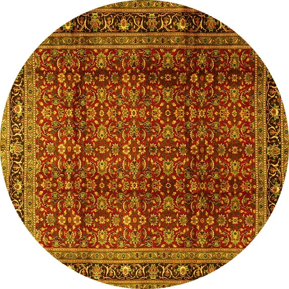 Ahgly Company Indoor Round Persian Yellow Traditional Area Rugs, 6' Round