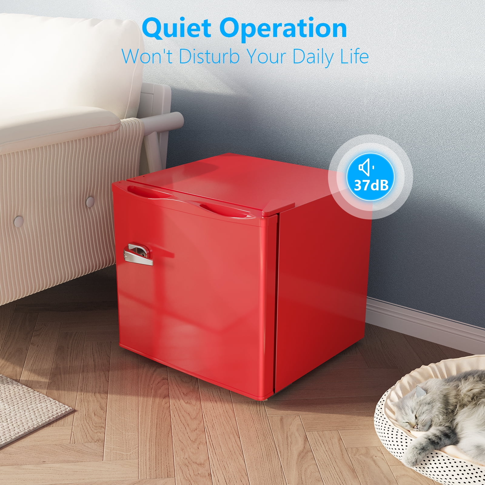 KNDKO Upright Freezer, 1.2 Cu.ft Small Freezer with Adjustable Thermostat & Removable Shelves, Stand Up Freezer for Home/Office, Red