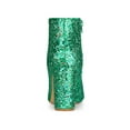 thumbnail image 2 of BLISSFUL STEP Women's Glitter Pointed Toe Block Heeled Ankle Boots Shamrock Green 6, 2 of 7