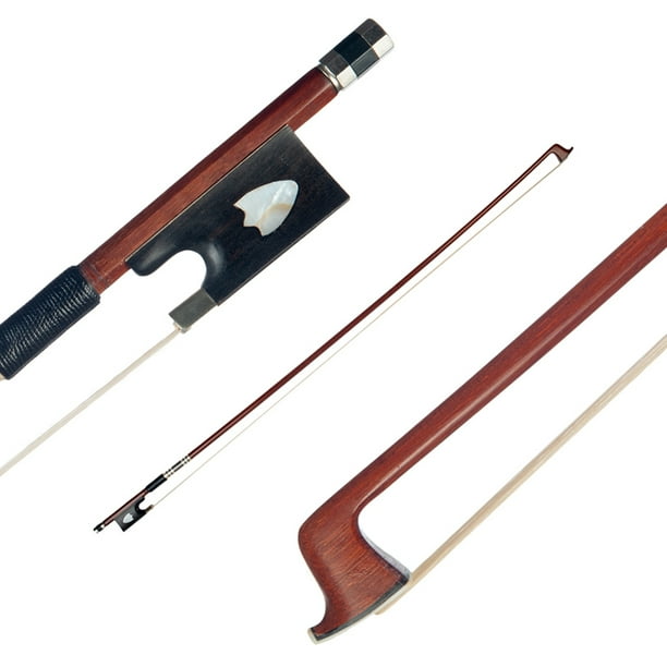 4/4 Violin Fiddle Bow Brazilwood Round Stick Leather Thumb Grip Ebony