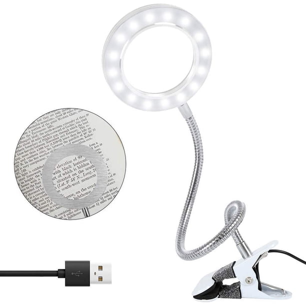 Lámpara de aumento LED Lámpara de aumento de luz diurna Lupa de mesa con abrazadera Lámpara de aumento con abrazadera de mesa USB Lupa con LED para trabajo manual, lectura, trabajo, costura,