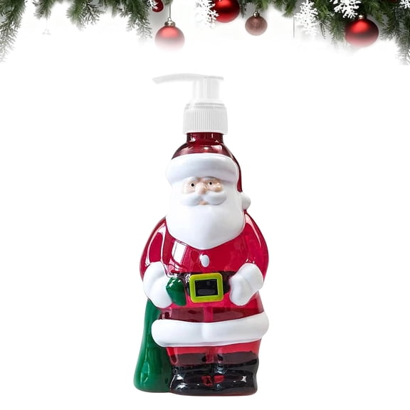 Christmas Soap Dispenser Set, Holiday Theme Hand Soap Bottle with Snowman Design and Classic Style, Santa Tree Shape Bottle for Bathroom, Kitchen, Home, Party, Gift, Decor, Orange