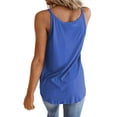thumbnail image 3 of Avamo Women T Shirts Sleeveless Tank Tops Solid Color Summer Top Holiday Bohemian Pullover Loose Button Cami Blue S, 3 of 3