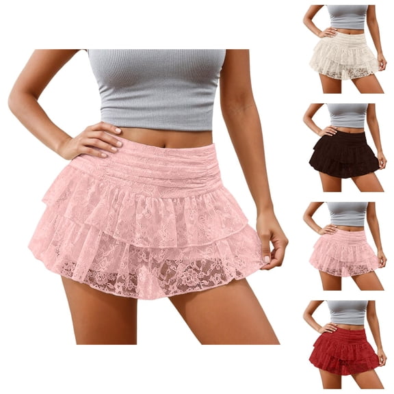 Layered Tiered Ruffle Mini Skirt With Lace Trim Flowy Party Wear Feminine Style For And Girls