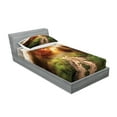 thumbnail image 2 of Ambesonne Nature Fitted Sheet & Pillow Sham Set, Big Rain Cloud Dazzling, Twin, Multicolor, 2 of 2