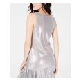 thumbnail image 2 of INC Womens Silver Metallic Twist-front Jewel Neck Tank Top Size: S, 2 of 2