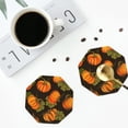 thumbnail image 4 of Honeii Orange Pumpkin print Leather Coaster Set of 4, ideal for safeguarding your furniture from drinks spills and effortless cleanup-Octagon, 4 of 6