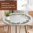 thumbnail image 4 of Christmas Round Tablecloth, Fitted Table Cover with Elastic for 36"-44" Round Tables, Xmas Snowman Winter Tree Snowflakes Grey Table Cloth Outdoor Indoor Dinning Party Waterproof Tablecloths, 4 of 7