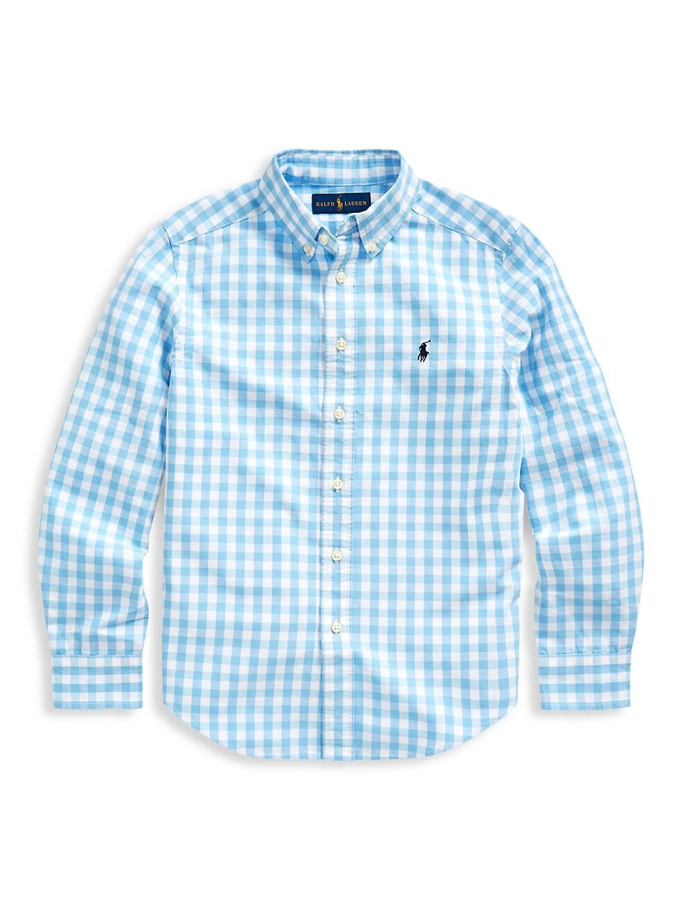 Ralph Lauren BLUE LAGOON Boy's Cotton-Blend Gingham Button-Down Shirt, US 4T