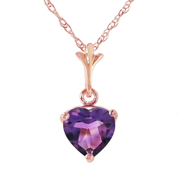 Galaxy Gold 14k 22" Solid Rose Gold Heart-shaped Natural 1.15 Carat Purple Amethyst Pendant Necklace
