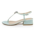 thumbnail image 3 of XYD Women Block Low Heel Thong Sandals Round Open Toe Crystals Ankle Strap Buckled Dress Party Shoes Size 7 Blue, 3 of 4