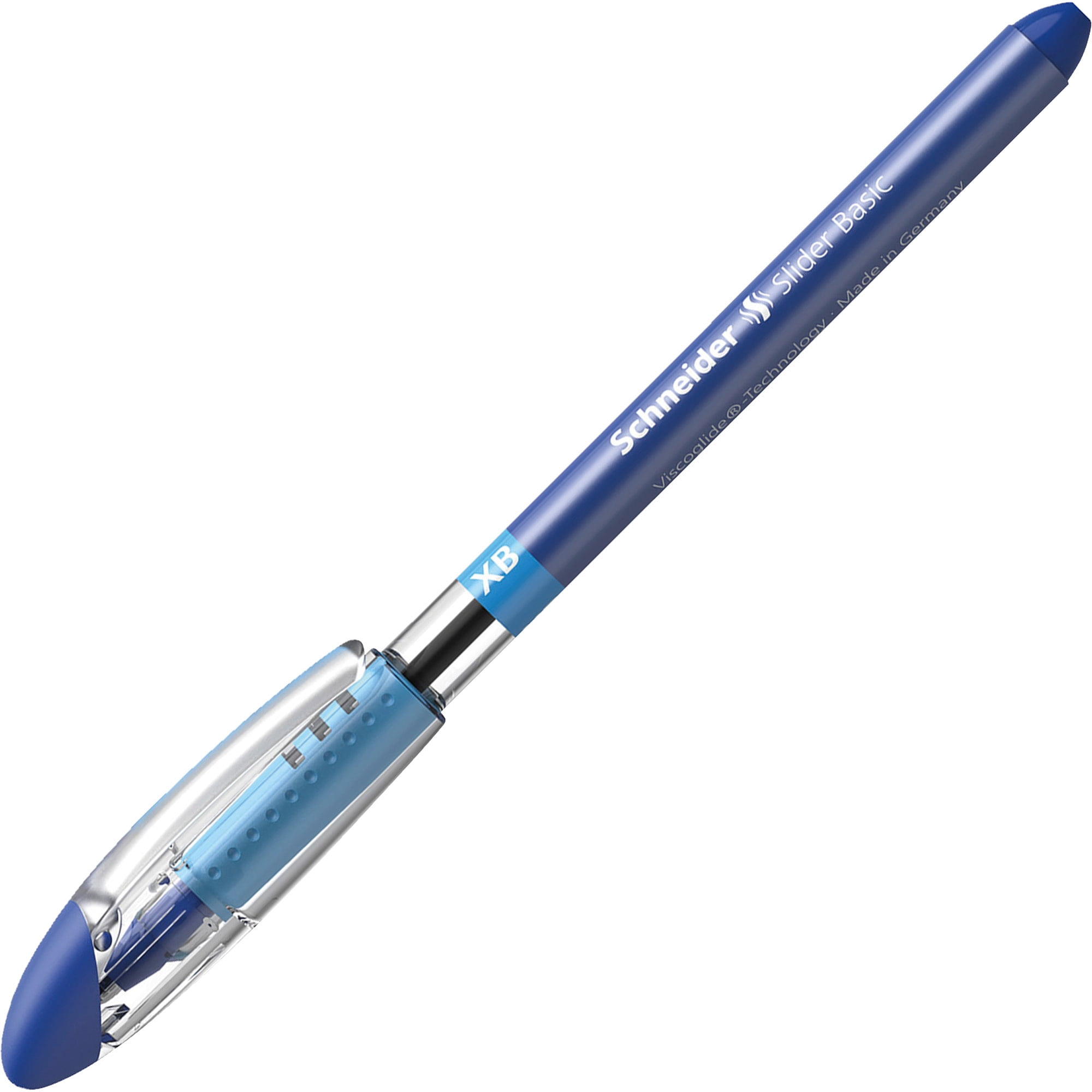 Schneider Slider Basic XB Ballpoint Pens - Extra Broad  - 1.4 mm Pen Point Size - Blue Ink - Rubberized Barrel - Stainless Steel Tip - 10 / Box