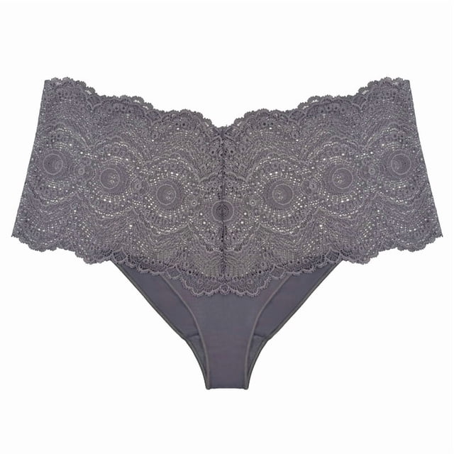 Bikini Ilusión para Dama, de Encaje Cintura Alta Gris Talla XG