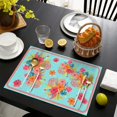 thumbnail image 4 of Linen Placemats Set Of 6 11.8x17.7 Inch,Pioneer Colorful Flowers Fabric Table Mats,Resistant Washable Wipeable Table Mat for Party Kitchen Dining Home Decor, 4 of 5