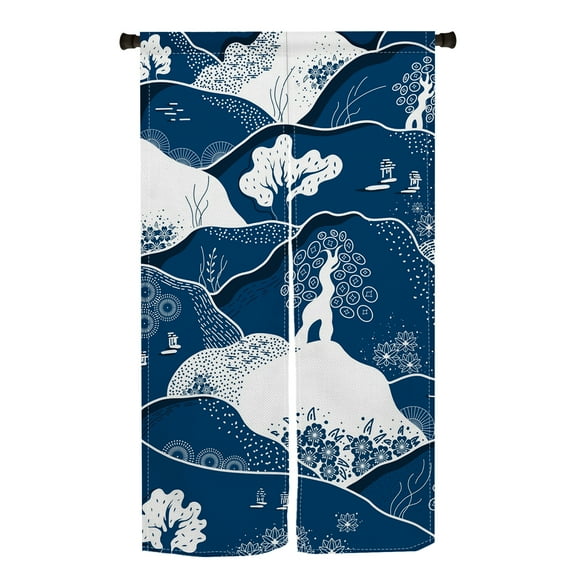Lfeey Japanese Noren Curtain Doorway Curtain Tapestry Ukiyo-e Waves Partition Privacy Curtain Blue 26x35 inch