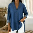 thumbnail image 5 of T Shirts for Women Elegant Retro Shawl Collar Lapel Imitation Denim Casual Blouse Summer Tops, 5 of 5