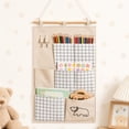 thumbnail image 5 of Wall Hanging Storage Organizer, Multi-Pocket Linen Fabric Door Hanging Pouch, Foldable Wall Mount Storage Bag, Household Sundry Holder For Bedroom, Dormitory, Office And Sorting Small Daily Items, 5 of 6