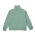 thumbnail image 4 of Quarter Zip Pullover Long Sleeve Polo Sweatshirt Half Zip Sweater Knit Sweatshirts Jumper Tops Women's Sweaters Collared Sweater Collared Casual Fall Top Jumper Tops Business Casual Light Green S, 4 of 9