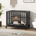 thumbnail image 2 of Gymax Foldable Heavy-Duty Metal Dog Cage w/ Lockable Universal Wheels 3 Lockable Doors, 2 of 10