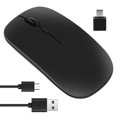 thumbnail image 3 of Ratón Inalámbrico Recargable, Óptico Ultra Silencioso de 2,4 G con Receptor Usb y Tipo C, para Ordenador Portátil, (Negro), 3 of 5