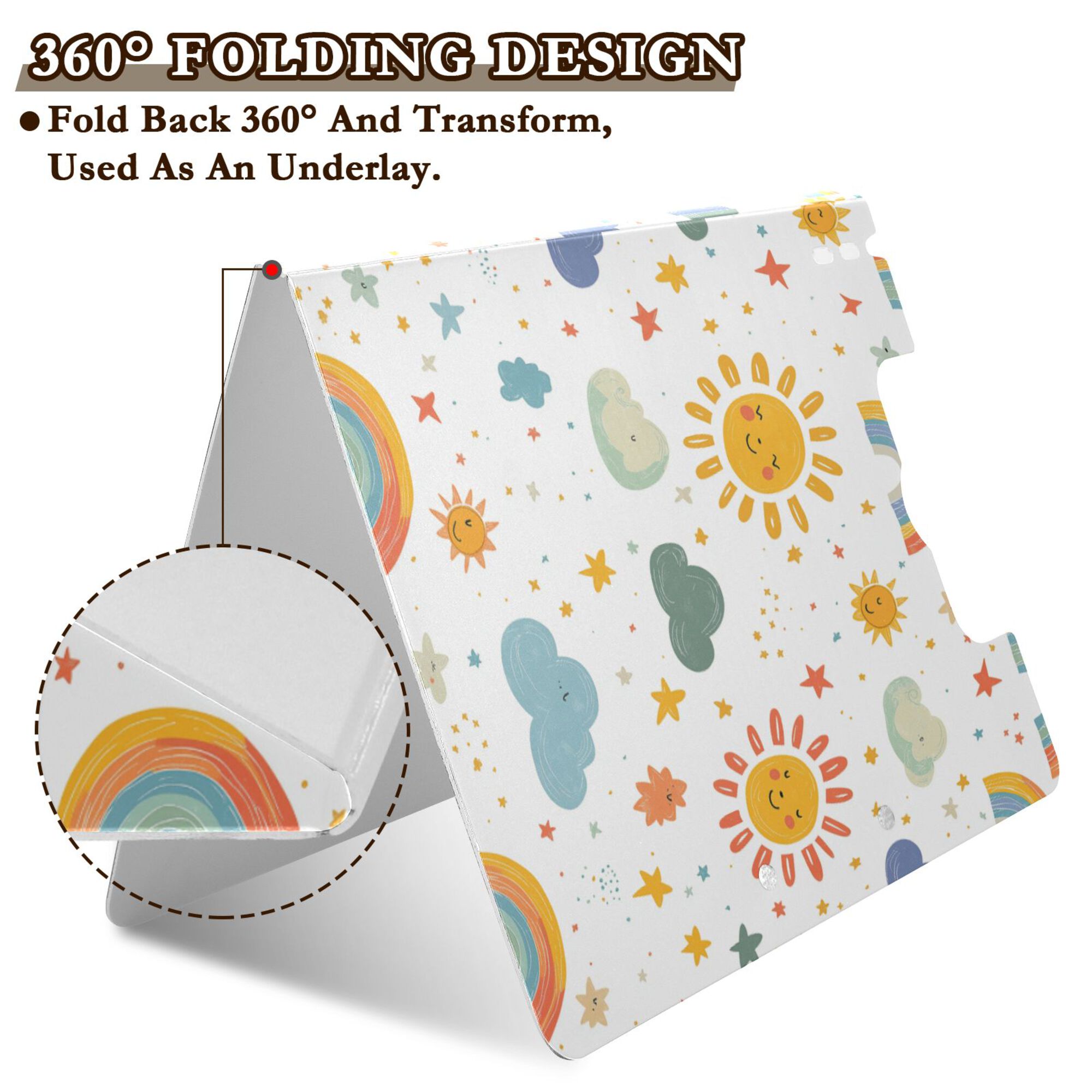 FORMRS A4 Clipboard Folder with Pen Holder Horizontal Foldable School Office Binder, Rainbows Pattern