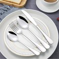 thumbnail image 3 of 20 Piece Silverware Set Service for 4, Stainless Steel Flatware Set, Mirror Polished Cutlery Utensil Set, Durable Home Kitchen Eating Tableware Set, Fork Knife Spoon Set, Dishwasher Safe, Silve, 3 of 7