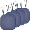 thumbnail image 2 of Elegant Comfort 4 Pack Chair Cushion Covers - Skid-Proof Rubber Backing - 16 x 16 Inch - Thick Dining Square Shape Seat Covers - Comfortable Textured Chair Pads with Ties - Honeycomb Pattern, Navy, 2 of 7