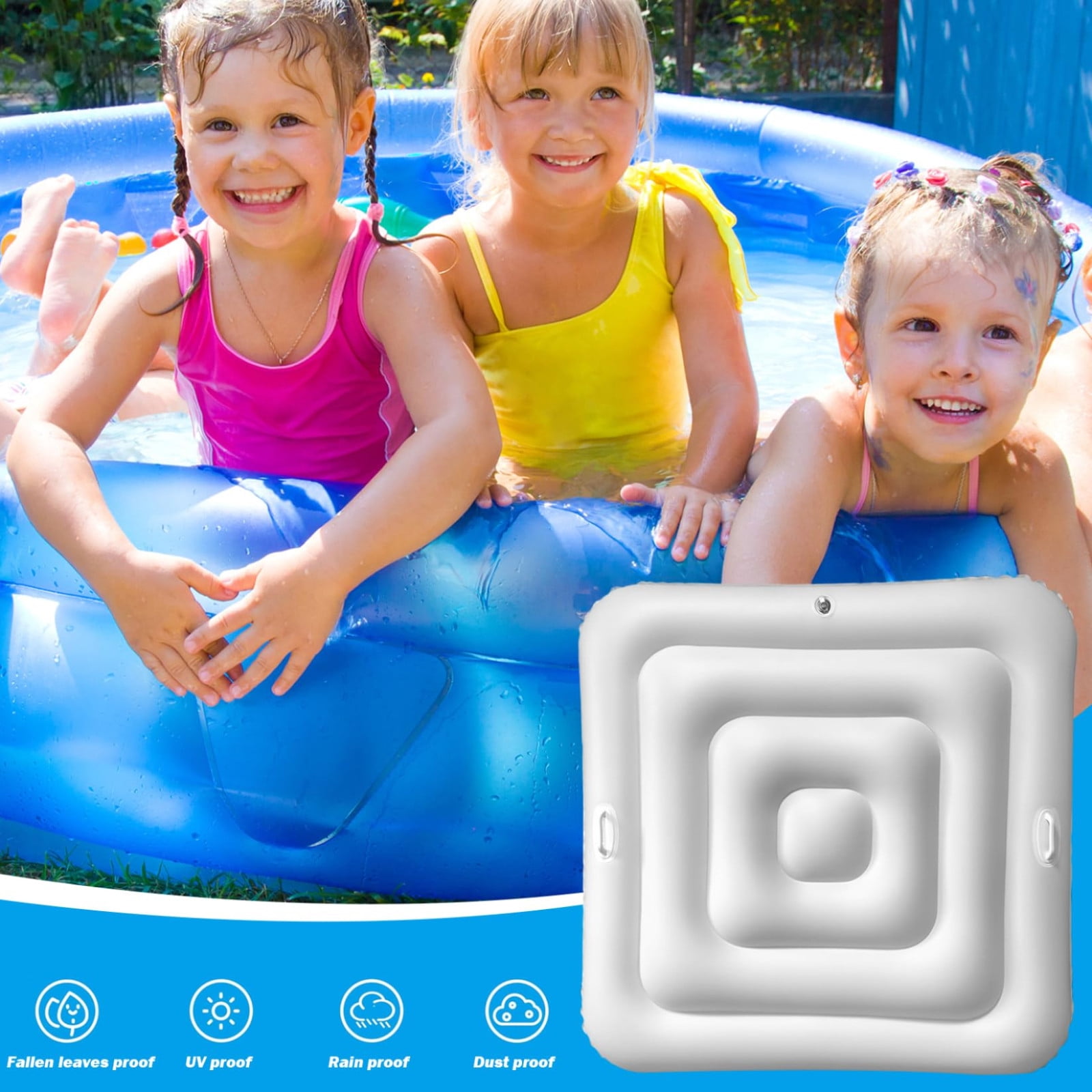 Zhourta Portable Inflatable Square Hot Tub Cover with Handle, Insulated Hot Tub Lid for Outdoor, Save Energy Rain Proof Snow Proof Spa Pool Accessories