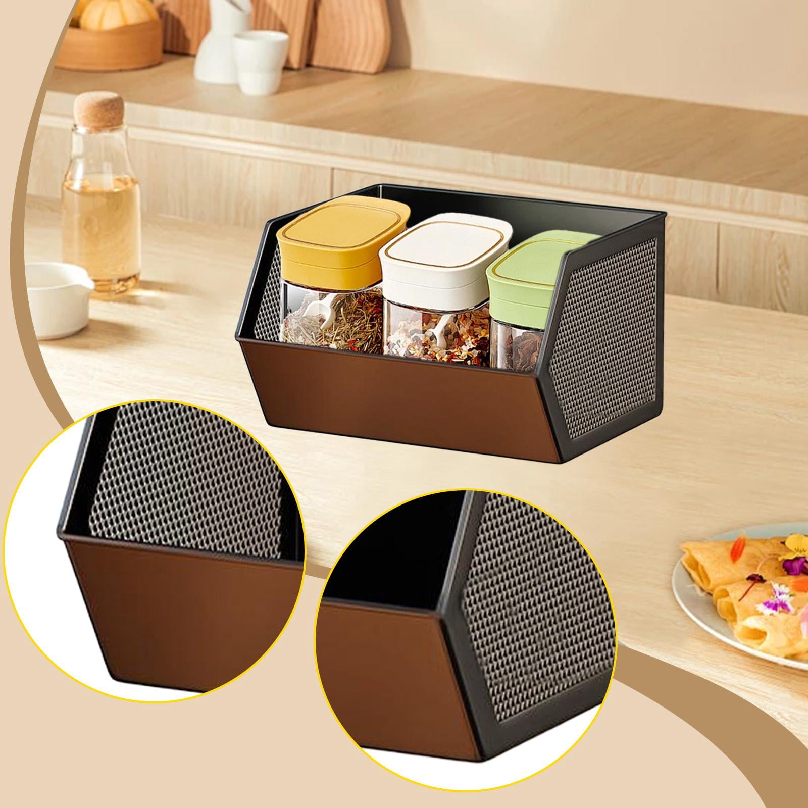 Seasoning Rack Kitchen Organizer Fridge Shelf Waterproof Carbon Steel for Refrigerator Pantry and Home Storage