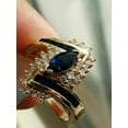 thumbnail image 2 of Blue Sapphire Lab-Created 3Ct Marquise Cut Women's Wedding Ring 14K Yellow Gold Plated, 2 of 5