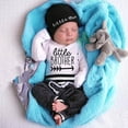 thumbnail image 2 of Springcmy 3Pcs Newborn Infant Baby Boy Little Brother Long Sleeve Romper Pant Beanie Hat Outfits Clothes, 2 of 7